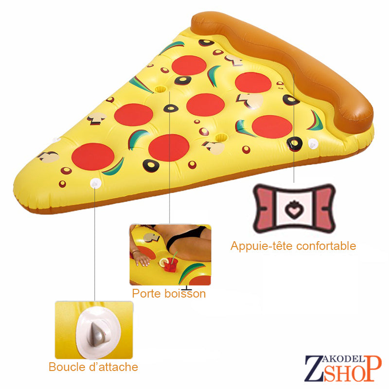 Bouée Gonflable Pizza , Porte boisson intégré