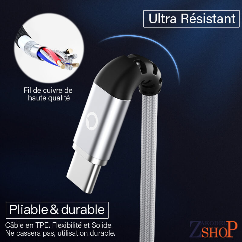 Câble de chargement magnétique pour Android & Apple pliable & durable