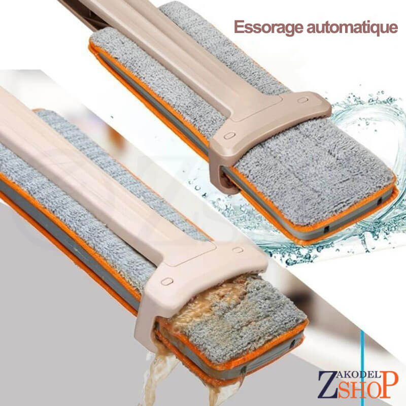Serpillère Microfibre Avec Balai - Lot De 2 - Tête Pivotante 280°, Poignée Longue - Pour Parquet, Carrelage, Grandes Surfaces