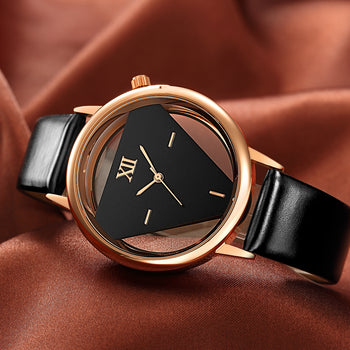 Montre femme décontracté bracelet cuir noir - Zakodelshop